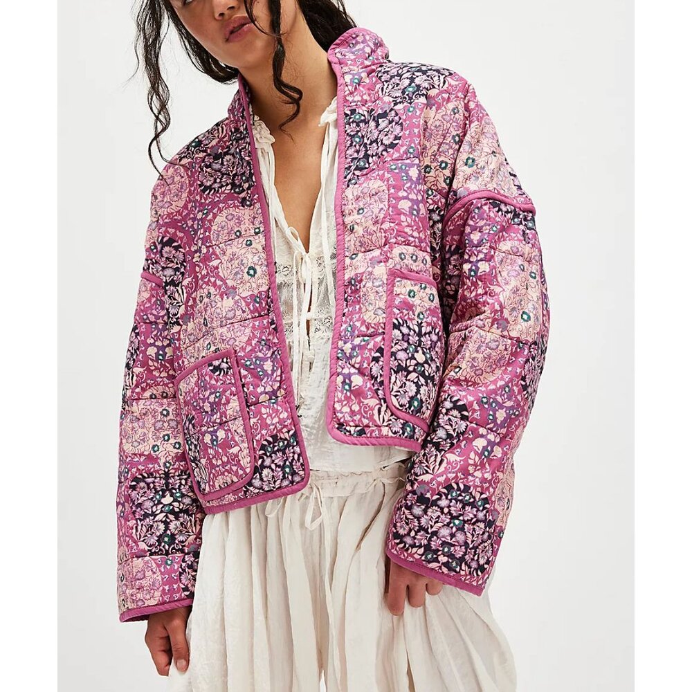 Free People Pink Floral Chloe Jacket